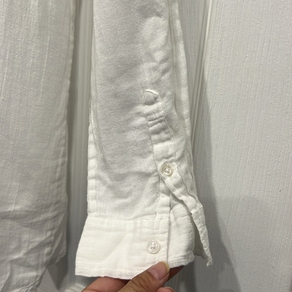 Garnet Hill white long sleeve button down cotton shirt size 12 - Picture 5 of 10